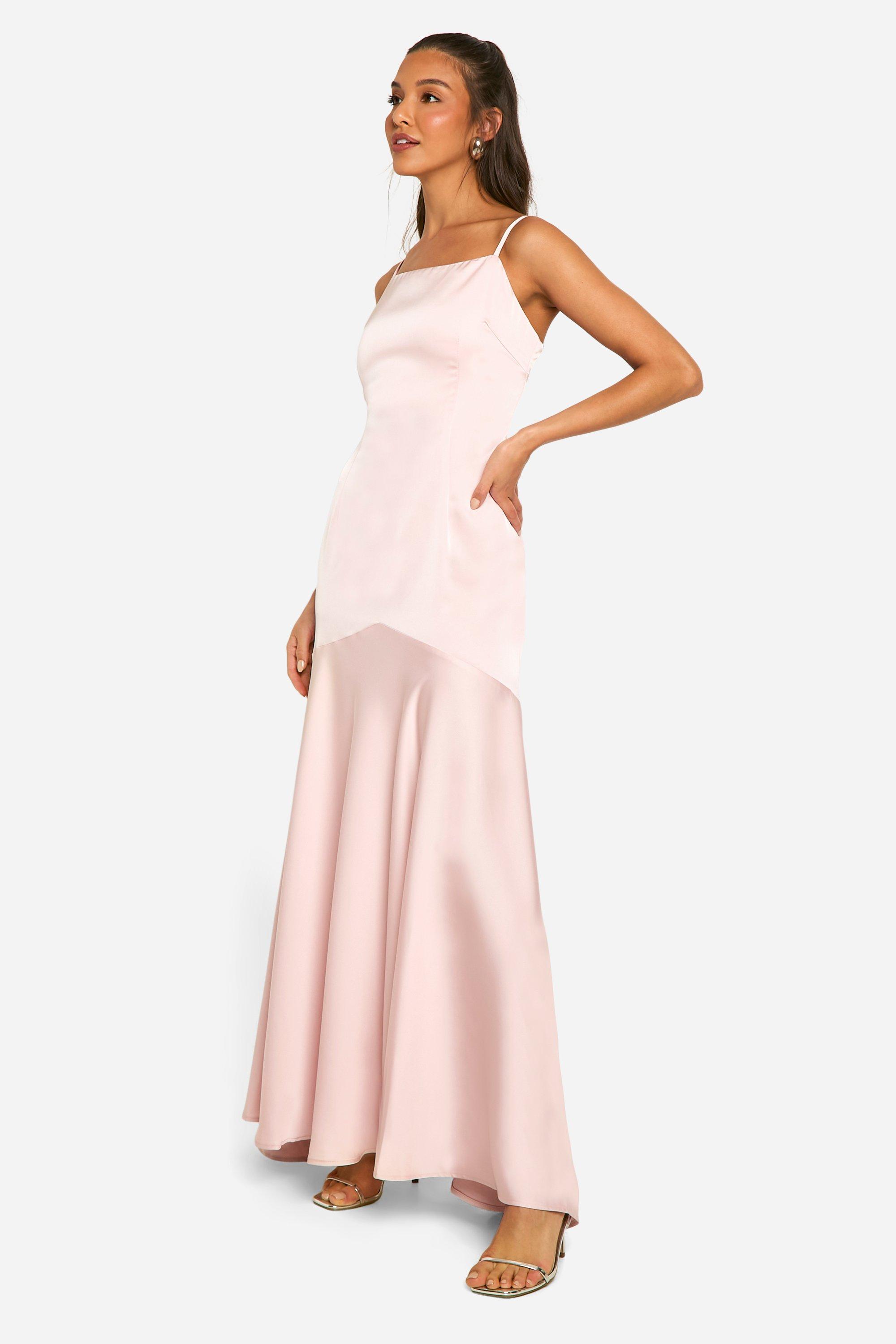 Satin Flare Strappy Maxi Dress boohoo